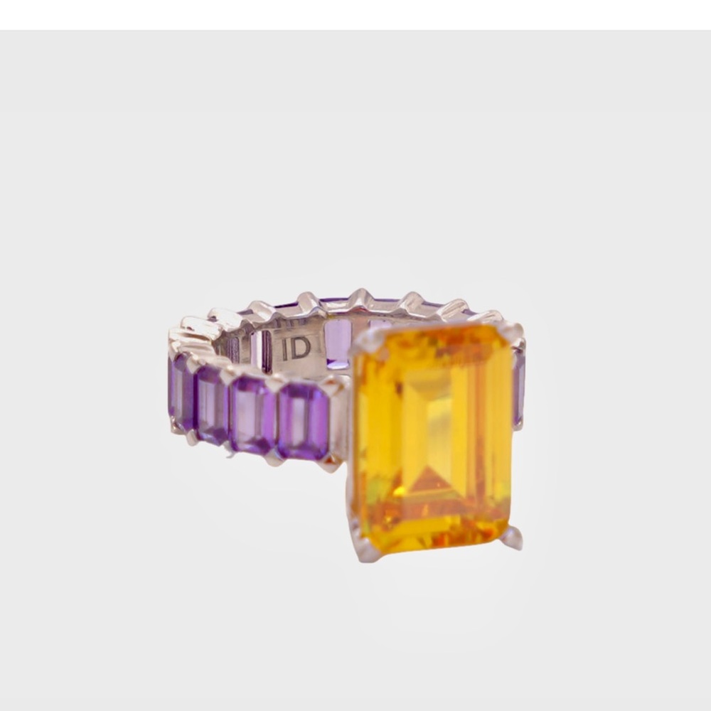 Izabel Ultra Ring Yellow Purple Silver NIB Size 54 (7)